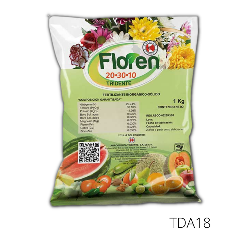 FLOREN 20-30-10 Fertilizante foliar 1 kg