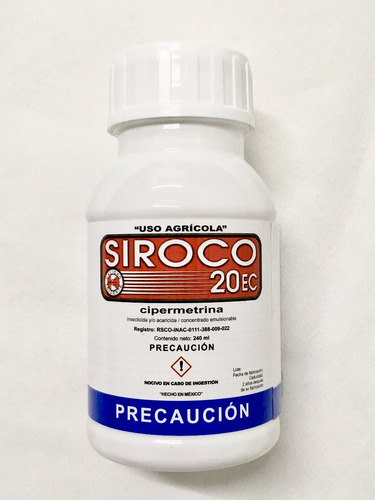 SIROCO 20 EC Cipermetrina 21.5% equivalente a 200g de I.A. 240 ML USO AGRICOLA